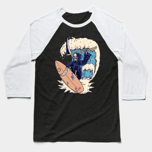 Grim Reaper Surfing Great Wave Baseball T-Shirt